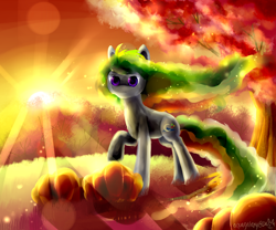 Size: 3000x2500 | Tagged: safe, artist:aquagalaxy, oc, oc only, earth pony, pony, autumn, ethereal mane, high res, pumpkin, solo
