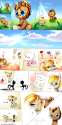 Size: 1000x2000 | Tagged: safe, artist:aquagalaxy, derpy hooves, doctor whooves, nurse redheart, time turner, earth pony, pegasus, pony, g4, blushing, comic, female, male, ship:doctorderpy, shipping, straight