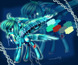 Size: 3000x2500 | Tagged: safe, artist:aquagalaxy, oc, oc only, pegasus, pony, adoptable, bandage, blood, chains, high res, solo, watermark