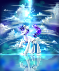 Size: 2500x3000 | Tagged: safe, artist:aquagalaxy, oc, oc only, earth pony, pony, headphones, high res, male, reflection, solo, stallion, unshorn fetlocks, water