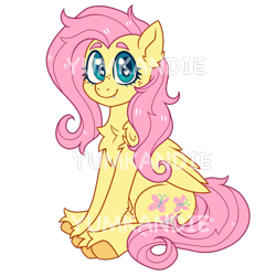 Size: 3500x3500 | Tagged: safe, artist:yumkandie, fluttershy, pegasus, pony, g4, chest fluff, ear fluff, fangs, female, freckles, heart, heart eyes, high res, obtrusive watermark, simple background, smiling, solo, transparent background, unshorn fetlocks, watermark, wingding eyes