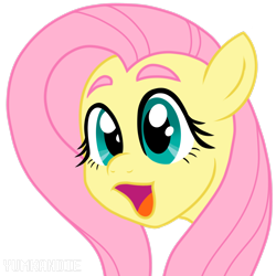 Size: 3500x3500 | Tagged: safe, artist:yumkandie, fluttershy, pony, g4, bust, emoji, high res, open mouth, pogchamp, poggers, portrait, simple background, solo, transparent background