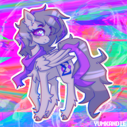 Size: 2685x2685 | Tagged: safe, artist:yumkandie, oc, oc only, pegasus, pony, chest fluff, clothes, commission, ear fluff, female, high res, scarf, solo, unshorn fetlocks, wingding eyes