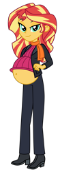 Size: 3203x9133 | Tagged: safe, artist:emeraldblast63, sunset shimmer, human, comic:inner thoughts, equestria girls, g4, belly, belly button, big belly, boots, clothes, coat, female, high heels, jacket, looking at you, pants, pregnant, scarf, shoes, show accurate, simple background, solo, sunset preggers, sweater, transparent background