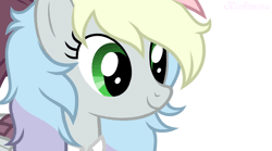 Size: 872x486 | Tagged: safe, artist:kichimina, oc, oc:black night, oc:blazey sketch, pegasus, pony, animated, blushing, boop, bow, clothes, commission, cute, daaaaaaaaaaaw, gif, gray coat, green eyes, hair bow, multicolored hair, ocbetes, offscreen character, scrunchy face, simple background, solo focus, sweater, white background, ych result