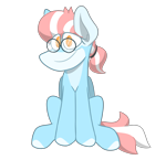Size: 2800x2700 | Tagged: safe, artist:grandfinaleart, oc, oc only, oc:cloud jumper, pegasus, pony, blue fur, clothes, digital art, female, folded wings, glasses, high res, looking at you, mare, orange eyes, pegasus oc, pink hair, pink mane, ponytail, simple background, sitting, smiling, smiling at you, solo, striped hair, striped mane, transparent background, white hair, white mane, wings