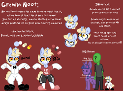 Size: 2979x2219 | Tagged: safe, artist:nootaz, twilight sparkle, oc, oc:anon, oc:gremlin noot, alicorn, human, pony, unicorn, g4, bipedal, bowtie, clothes, female, high res, male, mare, red background, reference sheet, shoes, simple background, slippers, suit, twilight sparkle (alicorn)