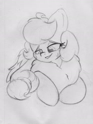 Size: 2257x3011 | Tagged: safe, artist:zemer, oc, oc:feather belle, pegasus, pony, chest fluff, fluffy, high res, monochrome, teary eyes, traditional art