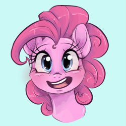 Size: 1029x1029 | Tagged: safe, artist:smirk, pinkie pie, earth pony, pony, g4, bust, colored sketch, ponk, simple background, solo