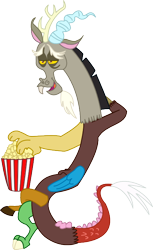 Size: 432x706 | Tagged: safe, artist:herrmyrddin, discord, draconequus, g4, the return of harmony, crossed legs, food, male, popcorn, simple background, solo, transparent background, vector