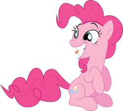 Size: 2580x2324 | Tagged: safe, artist:herrmyrddin, pinkie pie, earth pony, pony, a canterlot wedding, g4, biting tongue, female, grin, high res, mare, simple background, smiling, solo, tongue out, transparent background, vector