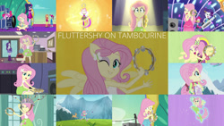Size: 1280x721 | Tagged: safe, edit, edited screencap, editor:quoterific, screencap, fluttershy, pinkie pie, rainbow dash, rarity, sci-twi, sunset shimmer, twilight sparkle, butterfly, human, equestria girls, equestria girls specials, friendship through the ages, g4, hamstocalypse now, my little pony equestria girls: better together, my little pony equestria girls: friendship games, my little pony equestria girls: rainbow rocks, my little pony equestria girls: spring breakdown, shake your tail, the science of magic, better than ever, boots, clothes, cute, drums, eyes closed, female, flying, geode of fauna, geode of telekinesis, glasses, hairpin, magical geodes, microphone, musical instrument, one eye closed, open mouth, open smile, ponied up, ponytail, shoes, shyabetes, singing, smiling, socks, spread wings, tambourine, tank top, text, wings, wink