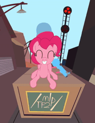 Size: 774x1000 | Tagged: safe, artist:capital_t, pinkie pie, earth pony, pony, g4, /mlp/, /mlp/ tf2 general, animated, cp badlands, no sound, rocket launcher, solo, team fortress 2, webm