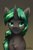 Size: 2000x3000 | Tagged: safe, artist:jedayskayvoker, oc, oc:jade moon, pony, unicorn, bust, chest fluff, ear fluff, eyebrows, gradient background, green eyes, high res, icon, male, patreon, patreon reward, ponytail, portrait, raised eyebrow, smiling, smirk, solo, stallion