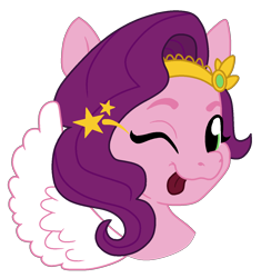 Size: 1210x1288 | Tagged: safe, artist:lillyleaf101, pipp petals, pegasus, pony, g5, ;p, bust, cheeky, female, mare, one eye closed, portrait, simple background, solo, stars, tongue out, transparent background, wink