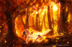 Size: 3000x1941 | Tagged: safe, artist:aquagalaxy, oc, oc only, oc:crimson sunset, pony, unicorn, clothes, dress, female, forest, mare, scenery, see-through, solo