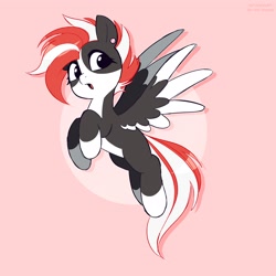 Size: 2320x2320 | Tagged: safe, artist:syrupyyy, oc, oc only, oc:cloudtaffy, pegasus, pony, blank flank, female, flying, high res, pride, pride flag, solo, trans female, transgender, transgender pride flag