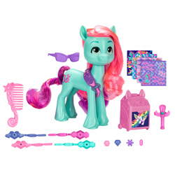 Size: 2000x2000 | Tagged: safe, hitch trailblazer, jazz hooves, earth pony, pony, g5, official, accessory, amplifier, comb, female, gem, grin, high res, male, mare, merchandise, microphone, music notes, simple background, smiling, solo focus, sparkles, stallion, stars, sticker, sticker set, sunglasses, toy, unshorn fetlocks, white background