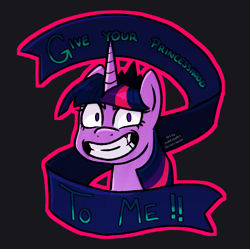 Size: 1635x1629 | Tagged: safe, artist:queertrixie, derpibooru exclusive, twilight sparkle, friendship is witchcraft, g4, crown, evil grin, grin, jewelry, regalia, simple background, smiling, tiara, wide eyes