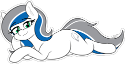 Size: 2233x1149 | Tagged: safe, artist:seafooddinner, oc, oc only, oc:boeingpone, earth pony, pony, draw me like one of your french girls, female, lidded eyes, looking at you, lying down, mare, simple background, solo, transparent background