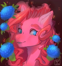 Size: 3895x4093 | Tagged: safe, artist:jaynsparkle, pinkie pie, earth pony, pony, g4, bust, female, flower, mare, smiling, solo