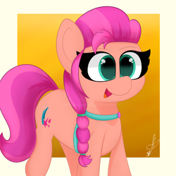 Size: 2000x2000 | Tagged: safe, artist:daftramms, sunny starscout, earth pony, pony, g5, braid, cute, female, happy, high res, mare, open mouth, simple background, solo, sunnybetes