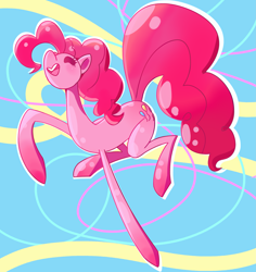 Size: 3055x3238 | Tagged: safe, artist:kaiyotezenboo, pinkie pie, earth pony, pony, g4, abstract background, cute, diapinkes, eyes closed, high res, nose in the air, open mouth, open smile, smiling, solo