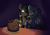 Size: 4745x3351 | Tagged: safe, artist:luxsimx, oc, oc only, oc:arkessa, oc:eldin, pegasus, pony, birthday cake, cake, candle, duo, fangs, female, food, male, mare, stallion