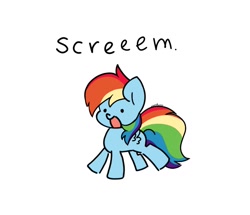 Size: 1201x1033 | Tagged: safe, artist:kittyrosie, rainbow dash, pegasus, pony, g4, cute, dashabetes, female, mare, open mouth, scream-o-vision, simple background, solo, white background