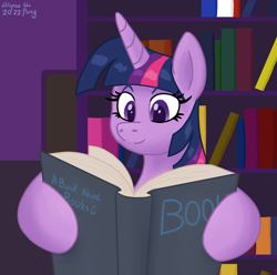 Size: 1188x1178 | Tagged: safe, artist:eklipsethepony, twilight sparkle, alicorn, pony, g4, book, bookhorse, bookshelf, library, princess, reading, solo, that pony sure does love books, twilight sparkle (alicorn)