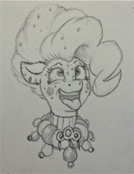Size: 1754x2276 | Tagged: artist needed, safe, artist:petea#5336, pinkie pie, earth pony, pony, g4, clown, makeup, open mouth, smiling, solo, tongue out, traditional art