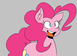Size: 940x680 | Tagged: safe, artist:reiduran, pinkie pie, earth pony, pony, g4, female, gray background, mare, no pupils, open mouth, open smile, simple background, smiling, solo