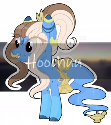 Size: 1280x1446 | Tagged: safe, artist:hoochuu, oc, oc only, genie, genie pony, pony, commission, ear piercing, earring, eye clipping through hair, eyelashes, jewelry, lamp, nose piercing, nose ring, piercing, solo, ych result