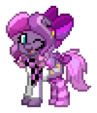 Size: 200x232 | Tagged: safe, artist:dematrix, oc, oc only, oc:lillybit, earth pony, pony, pony town, adorkable, bow, clothes, cute, dork, female, hair bow, headphones, mare, one eye closed, open mouth, pixel art, simple background, socks, solo, striped socks, tail, tail bow, transparent background, wink