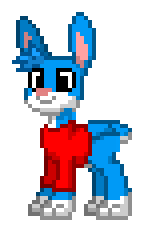 Size: 144x232 | Tagged: safe, artist:dematrix, hybrid, pony, rabbit, rabbit pony, pony town, animal, buster bunny, clothes, male, pixel art, ponified, simple background, solo, tiny toon adventures, transparent background, warner brothers