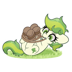 Size: 2000x2000 | Tagged: safe, artist:goyini01, oc, oc only, oc:karakusa, earth pony, pony, bondage, boots, female, filly, foal, grass, high res, hogtied, rope, shoes, simple background, solo, tied up, white background