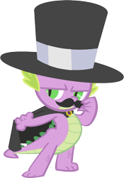 Size: 621x887 | Tagged: safe, artist:herrmyrddin, spike, dragon, g4, owl's well that ends well, cape, clothes, dastardly spike, facial hair, hat, moustache, simple background, solo, top hat, transparent background, vector