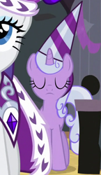 Size: 354x609 | Tagged: safe, screencap, rarity, violet velvet, pony, unicorn, g4, hearth's warming eve (episode), cropped, female, lilac hearts, mare, solo focus