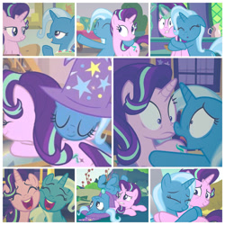 Size: 1280x1280 | Tagged: safe, artist:carnivalwoods3, starlight glimmer, trixie, g4, collage, female, lesbian, ship:startrix, shipping