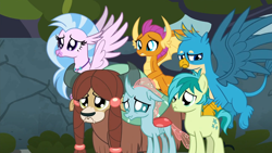 Size: 1920x1080 | Tagged: safe, screencap, gallus, ocellus, sandbar, silverstream, smolder, yona, changedling, changeling, classical hippogriff, dragon, earth pony, griffon, hippogriff, pony, yak, g4, school daze, season 8, 1080p, colt, cute, daaaaaaaaaaaw, diaocelles, diastreamies, dilated pupils, dragoness, female, floppy ears, flying, foal, frown, gallabetes, hnnng, male, puppy dog eyes, sad, sadorable, sandabetes, smolderbetes, spread wings, student six, wavy mouth, weapons-grade cute, wings, yonadorable
