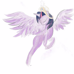 Size: 3000x3000 | Tagged: safe, artist:paintedskies, twilight sparkle, alicorn, pony, g4, big crown thingy, element of magic, high res, jewelry, regalia, simple background, solo, traditional art, twilight sparkle (alicorn), watercolor painting, white background