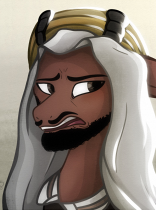 Size: 156x210 | Tagged: artist needed, source needed, safe, oc, oc only, oc:hafifah awan, saddle arabian, equestria at war mod, black mane, brown eyes, bust, clothes, facial hair, frown, male, portrait, red coat, royalty, simple background