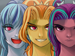 Size: 1600x1200 | Tagged: safe, artist:m@k, adagio dazzle, aria blaze, sonata dusk, equestria girls, g4, my little pony equestria girls: rainbow rocks