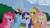 Size: 1280x720 | Tagged: safe, edit, edited screencap, editor:quoterific, screencap, applejack, fluttershy, pinkie pie, rainbow dash, rarity, earth pony, pegasus, pony, unicorn, g4, lesson zero, season 2, applejack's hat, cowboy hat, eyes closed, female, grin, hat, mare, open mouth, open smile, smiling, sunglasses, sunglasses on head, text