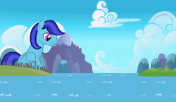 Size: 1856x1080 | Tagged: safe, artist:nightietime, artist:shelikof launch, oc, oc only, oc:marina (efnw), oc:sierra nightingale, orca, orca pony, original species, pegasus, pony, animated, boop, cute, everfree northwest, giant pony, macro, mountain, noseboop, ocean, pegasus oc, seattle, size difference, tongue out, water, webm