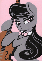 Size: 1455x2088 | Tagged: safe, artist:dandy, octavia melody, earth pony, pony, g4, acrylic painting, bowtie, cello, female, looking at you, musical instrument, solo, traditional art
