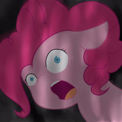 Size: 3000x3000 | Tagged: safe, artist:reinbou, pinkie pie, earth pony, pony, g4, high res, light, scared, simple background, solo