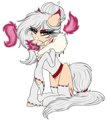 Size: 2353x2669 | Tagged: safe, artist:beamybutt, oc, oc only, earth pony, pony, clothes, ear fluff, earth pony oc, eyelashes, female, high res, mare, mouth hold, raised hoof, simple background, transparent background