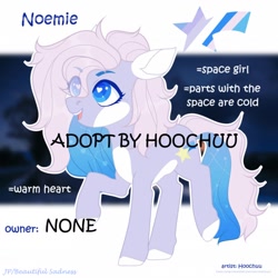 Size: 1280x1278 | Tagged: safe, artist:hoochuu, oc, oc only, earth pony, pony, base used, colored hooves, commission, earth pony oc, ethereal mane, eye clipping through hair, eyelashes, female, heart, heart eyes, mare, raised hoof, smiling, solo, starry mane, wingding eyes, ych result