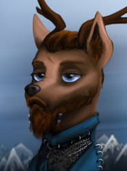 Size: 1560x2100 | Tagged: safe, deer, equestria at war mod, armor, bust, portrait, simple background, viking
